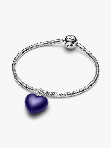 Blauw Gezwollen Hart Hangende Bedel