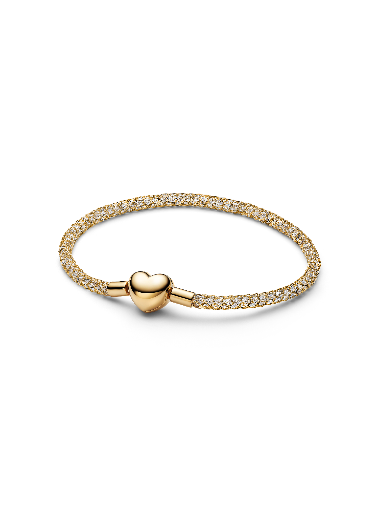 Sprankelende Mesh Armband met Hartsluiting 