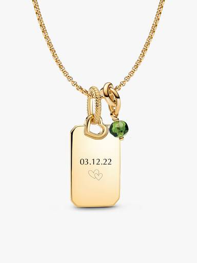 August eeuwigheid cirkel hanger & graveerbare hanger ketting set