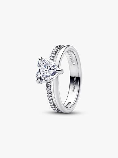 Dubbele Band Ring Met Hart