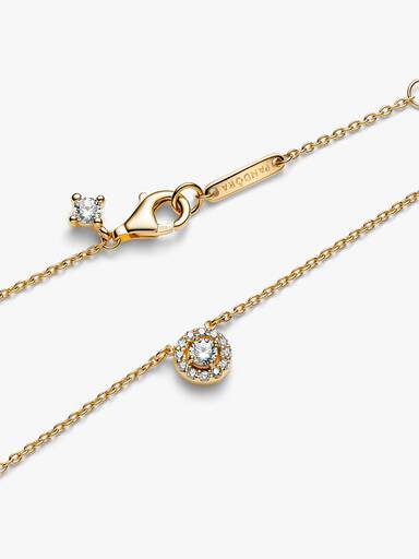 Halsketting met hanger met ronde halo en pavé