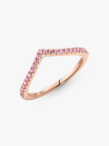 Pandora Timeless Sprankelend Roze Wishbone Ring