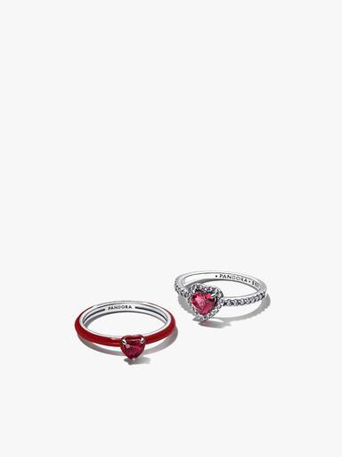 Rood Hart Ringset