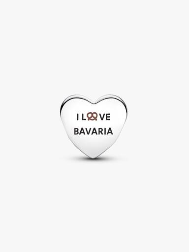 I love Bavaria heart sterling silver charm with yellow, green, blue, white and brown enamel