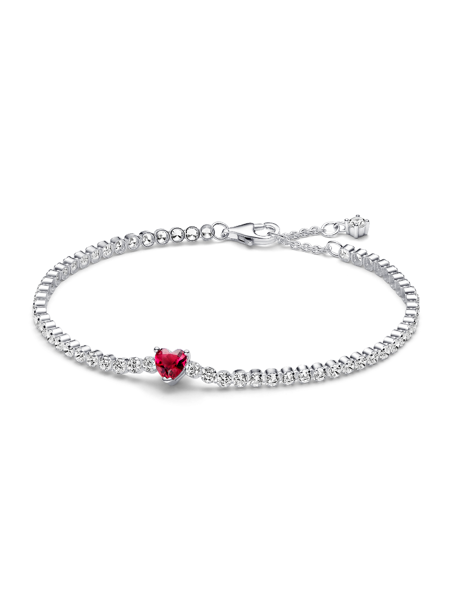 Sprankelend Rood Hart Tennisarmband
