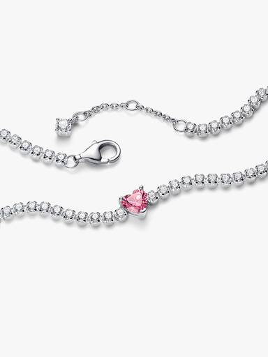 Sprankelend Roze Hart Tennisarmband