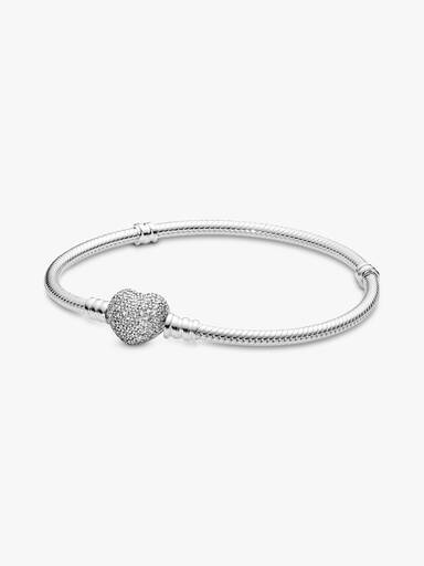 Moments Sprankekend Hart en Pavé Snake Chain armband