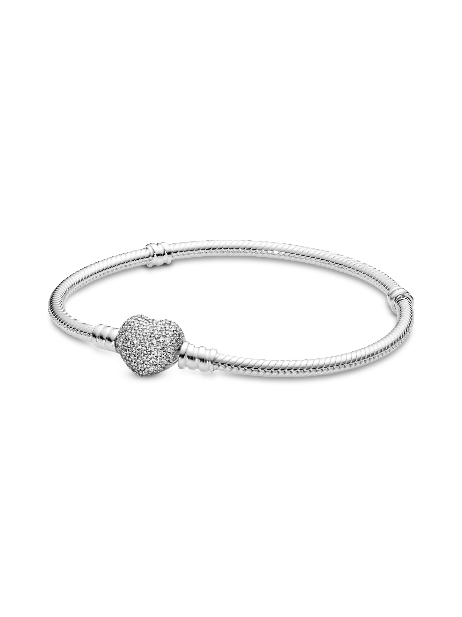 Moments Sprankekend Hart en Pavé Snake Chain armband