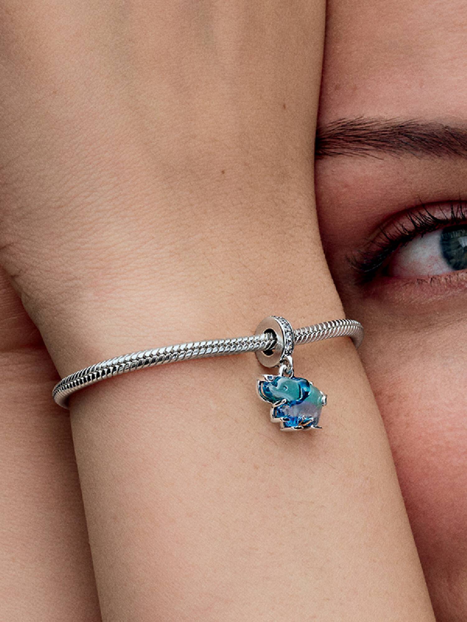 Blauwe Muranoglas Olifant Hangende Bedel