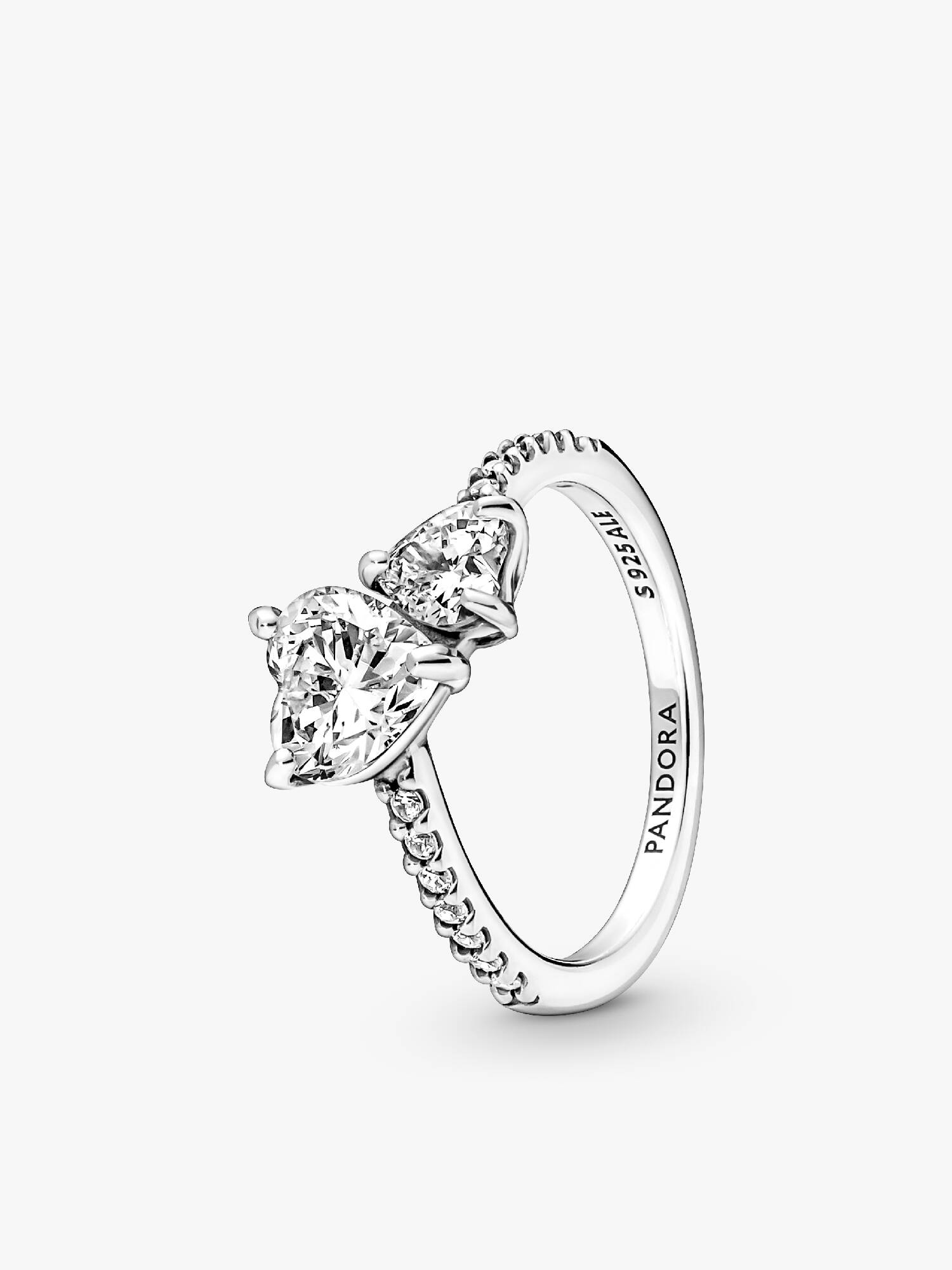 Dubbel hart sprankelende ring