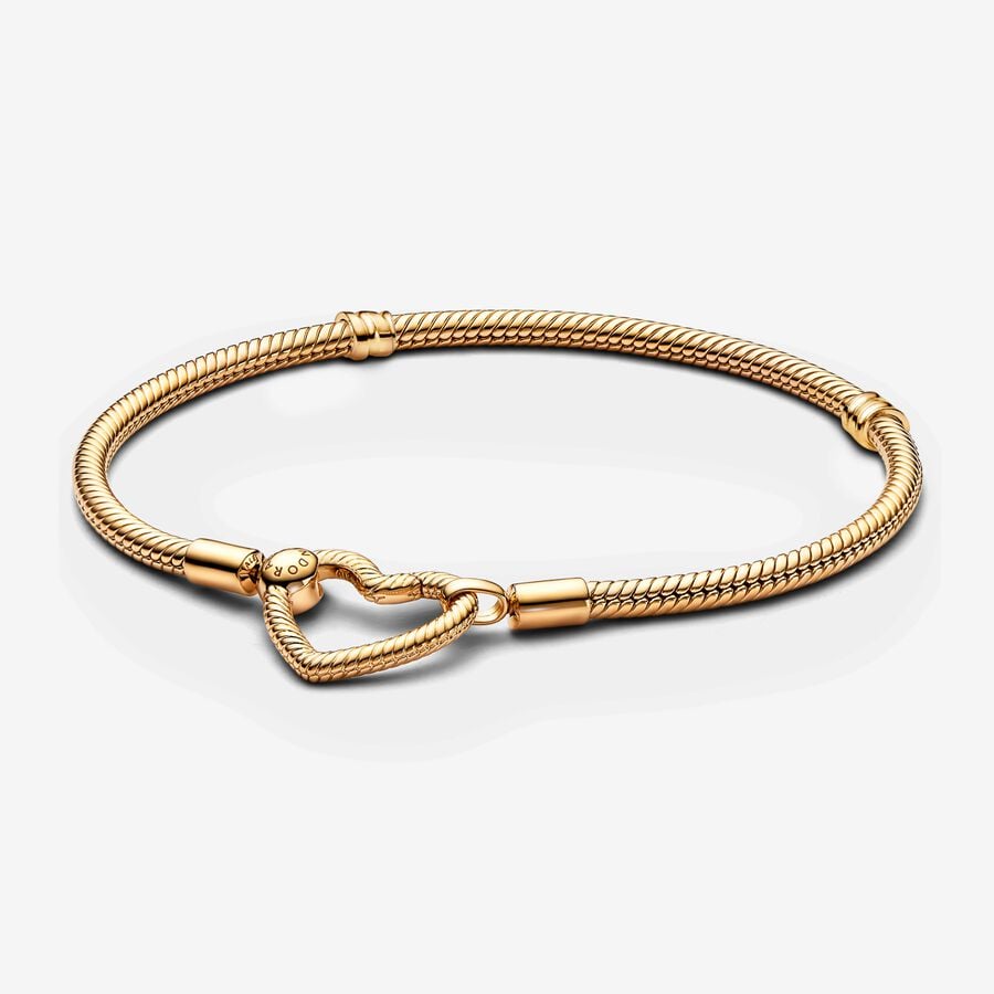 Pandora Moments snake chain-armband met hartsluiting image number 0