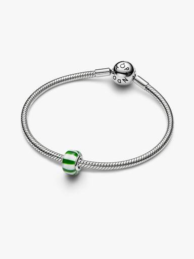 Groen pepermunt muranoglas bedel