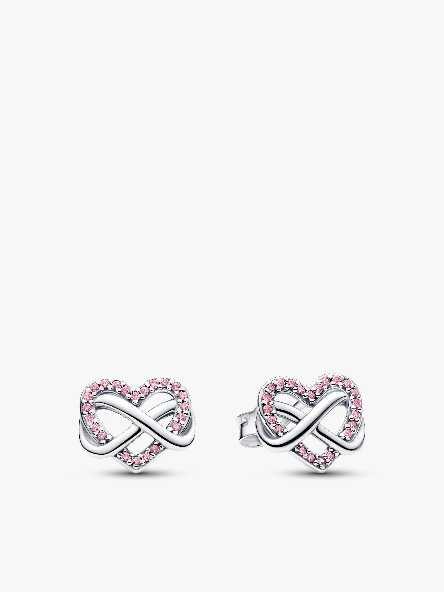 Sprankelende Roze Infinity Hart Oorknopjes