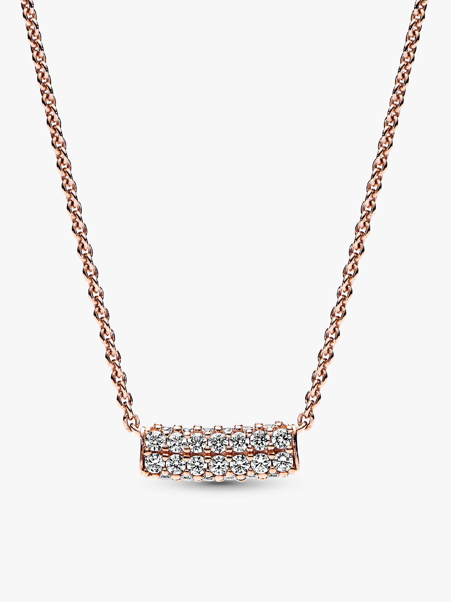 Pandora Timeless-halsketting met balkje met dubbele rij pavé