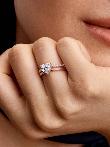 Dubbele Band Ring Met Hart