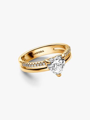 Ring met dubbele band en hart