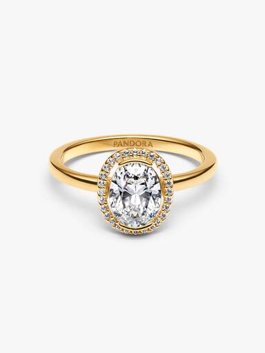 Ovale Sprankelende Halo Ring