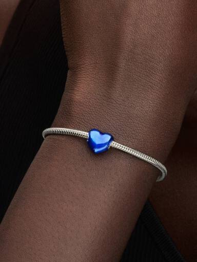 Metallic Blauwe Hart Bedel