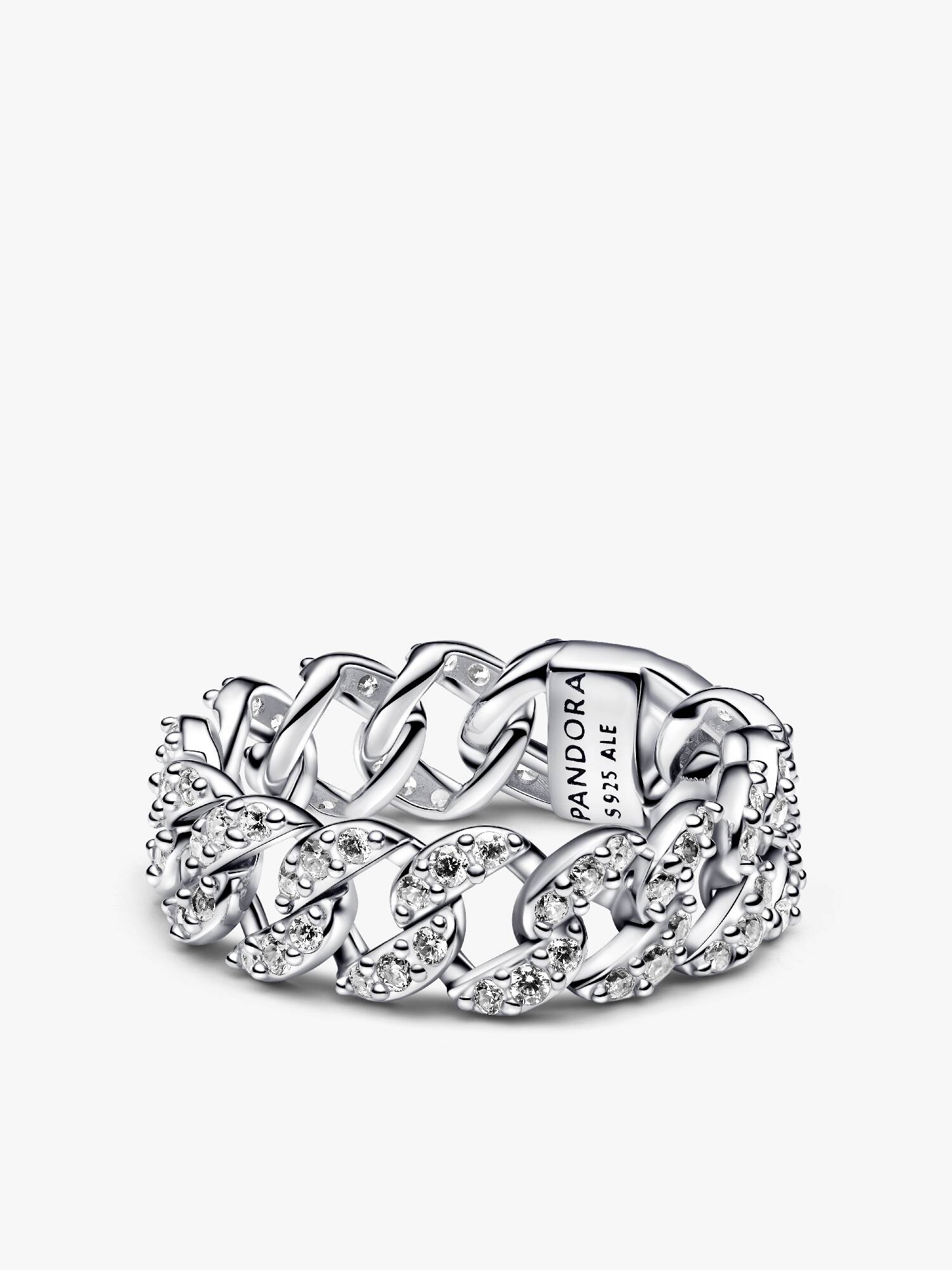 Ring met pavé en Cubaanse schakel