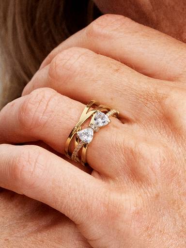Sprankelende strik & vervlochten banden ring