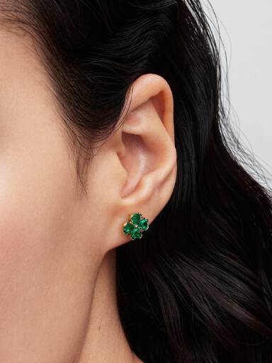 Groene Klavertjevier Oorknopjes