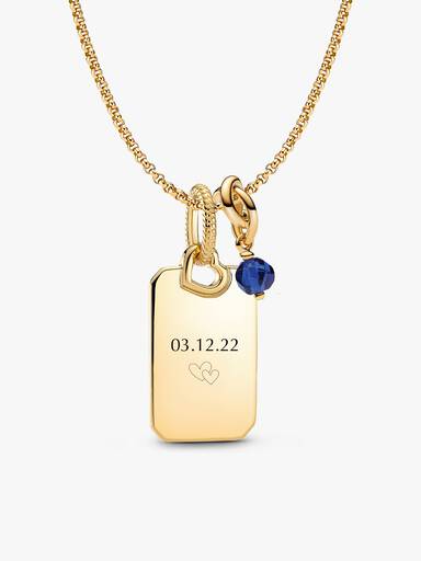 September eeuwigheid cirkel bedel hanger & graveerbare hanger ketting set