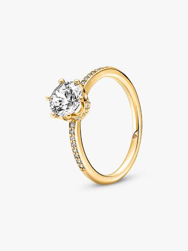 Transparante Sprankelende Kroon Solitaire Ring