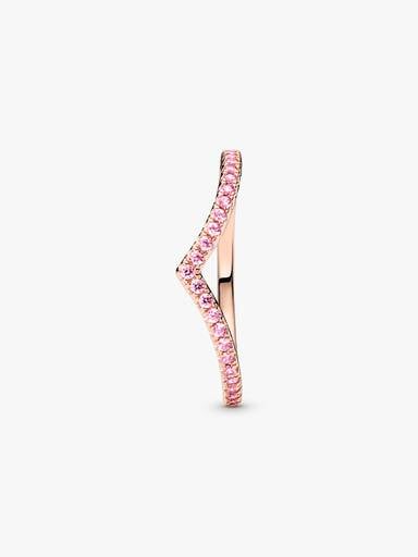 Pandora Timeless Sprankelend Roze Wishbone Ring