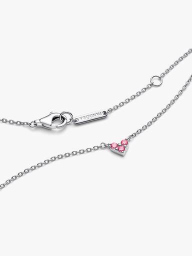 Drie Roze Stenen Hart Halsketting