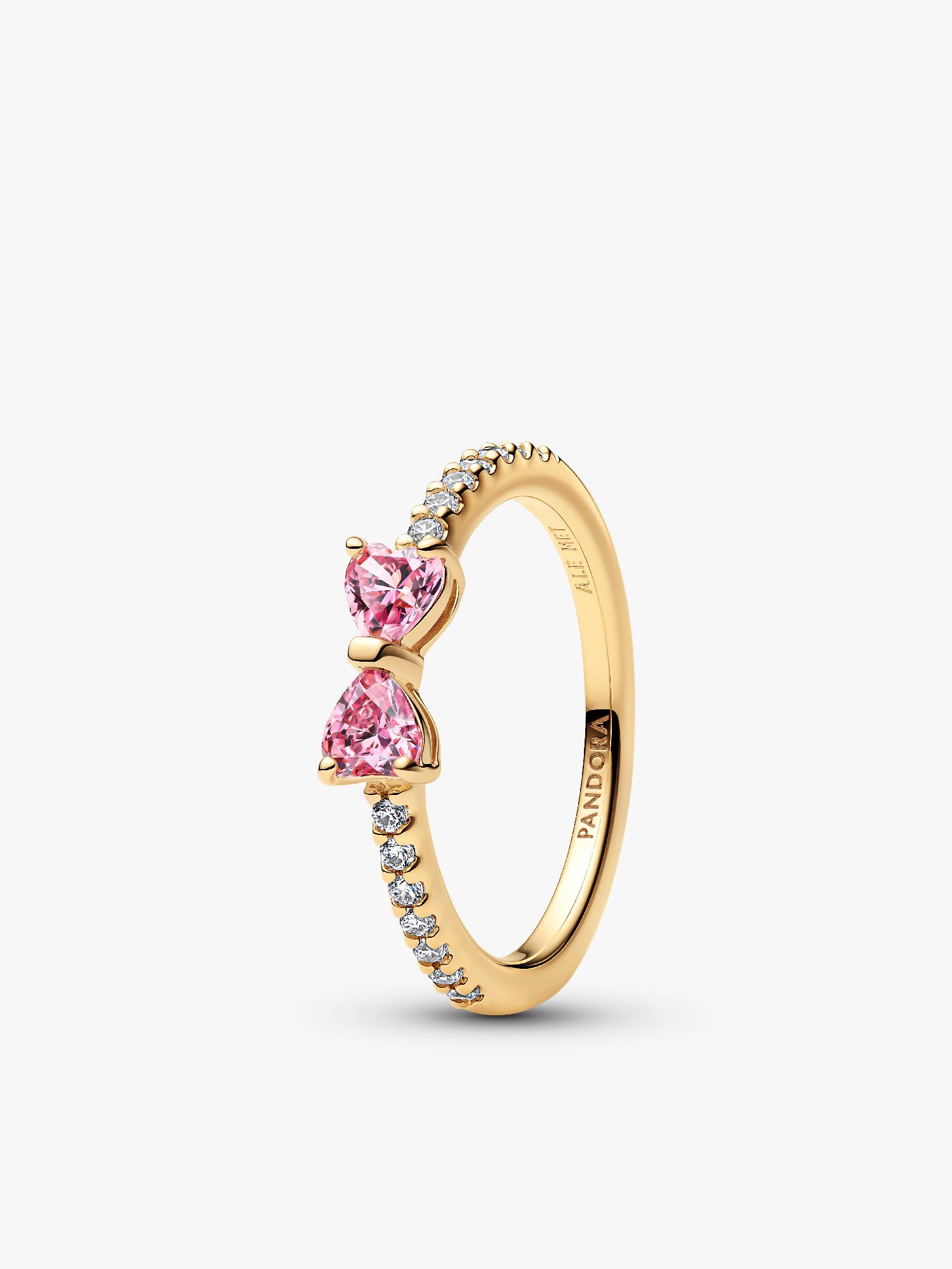 Sprankelende ring met roze strik