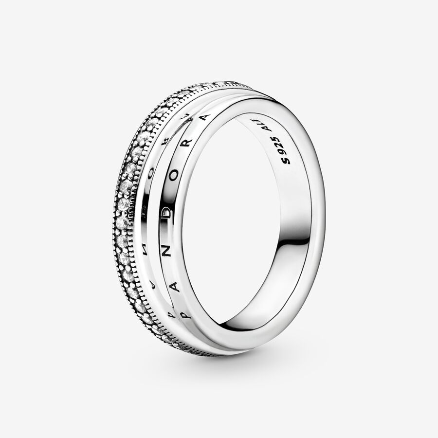 Pavé-ring met drie banden image number 0