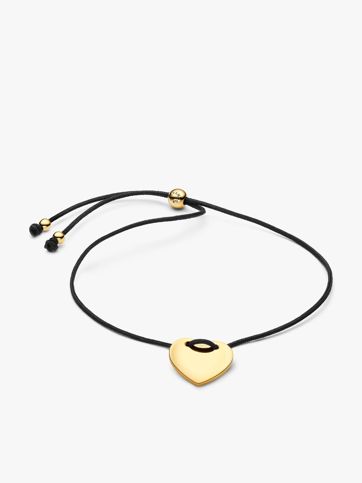 Graveerbaar Hart Zwart Koord Slider Armband