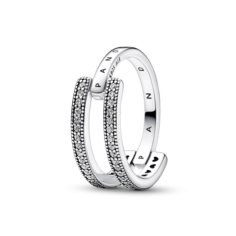 Pandora Signature logo & pavé dubbele ring