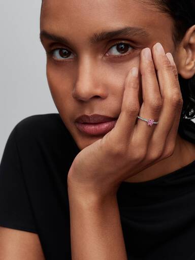 Sprankelend Roze Madeliefje Ring