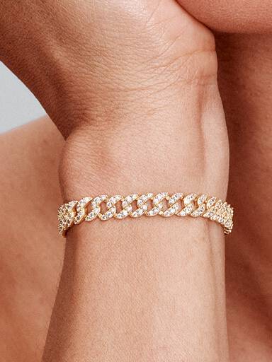Armband met Cubaanse schakel en pavé