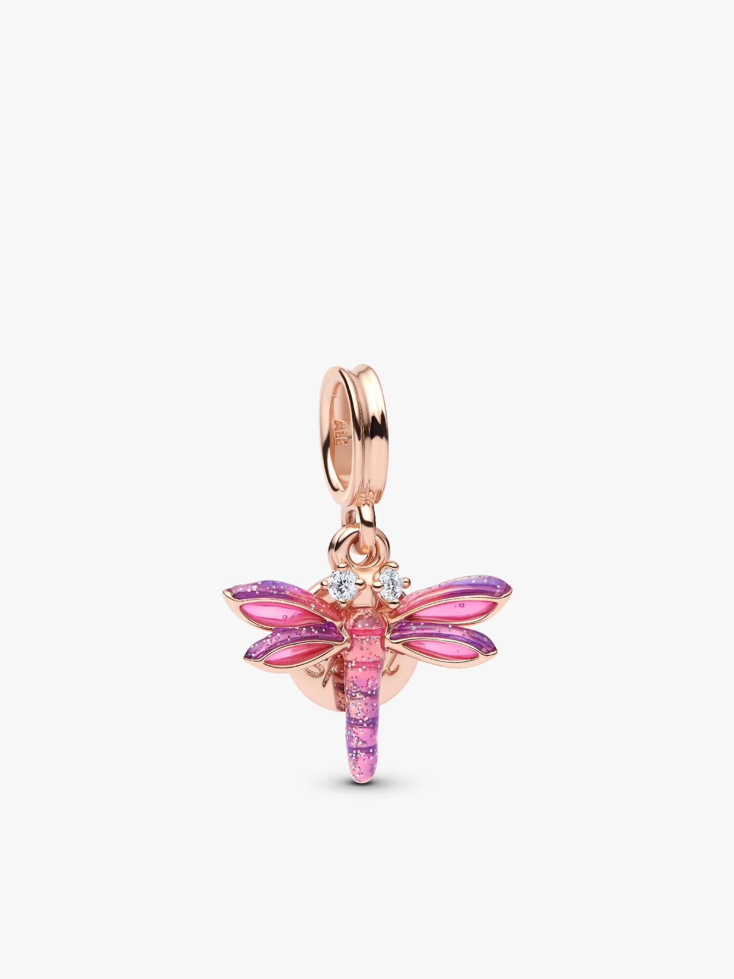 Roze Libelle Dubbele hangende bedel