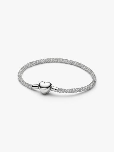 Sprankelende Mesh Armband met Hartsluiting