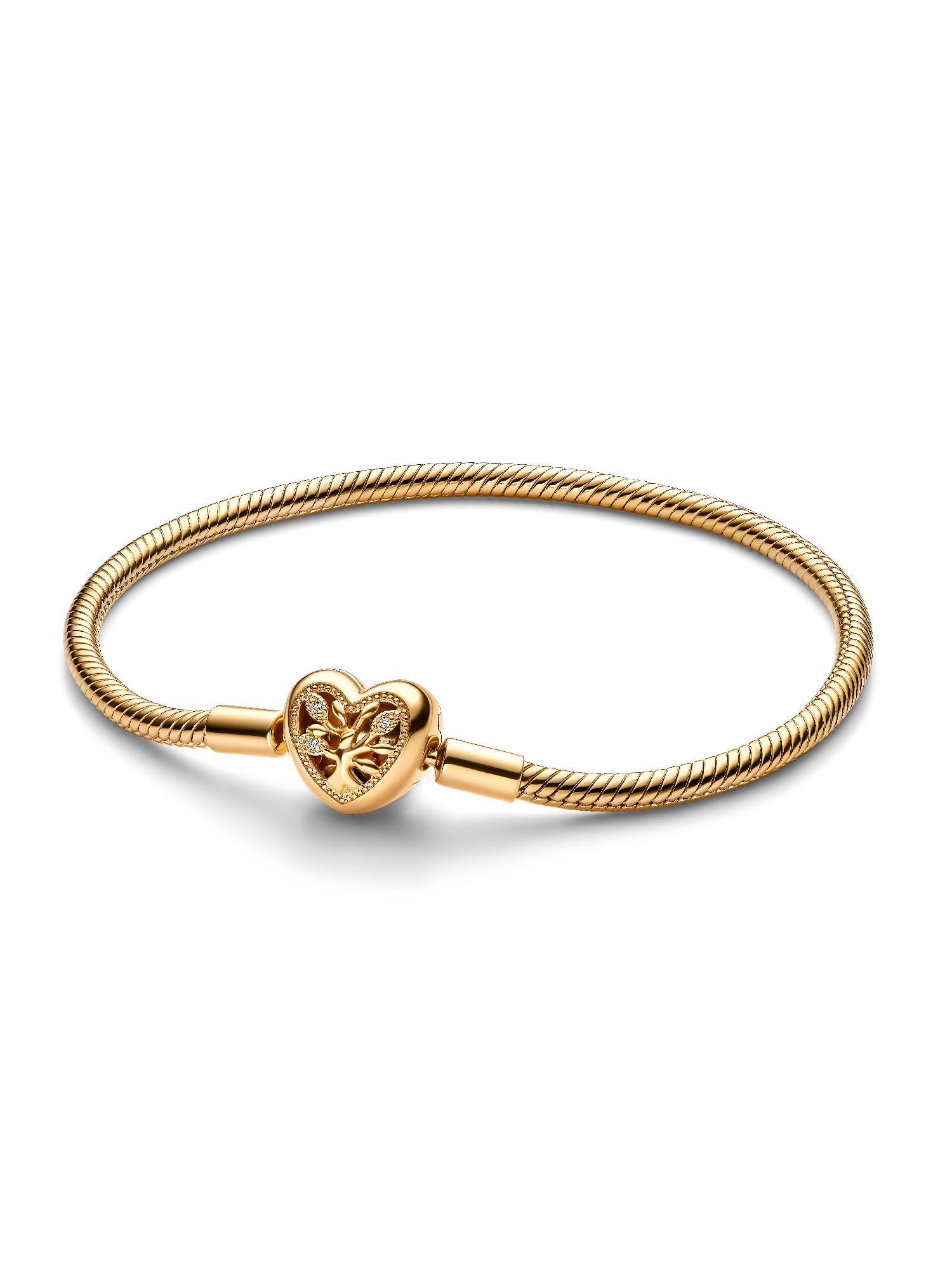 Slangenschakelarmband met stamboommotief en hartvormige sluiting