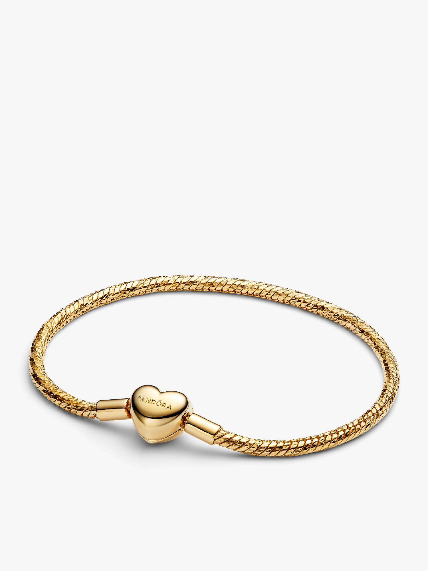 Snake-chain armband met facet geslepen schakels en hartsluiting