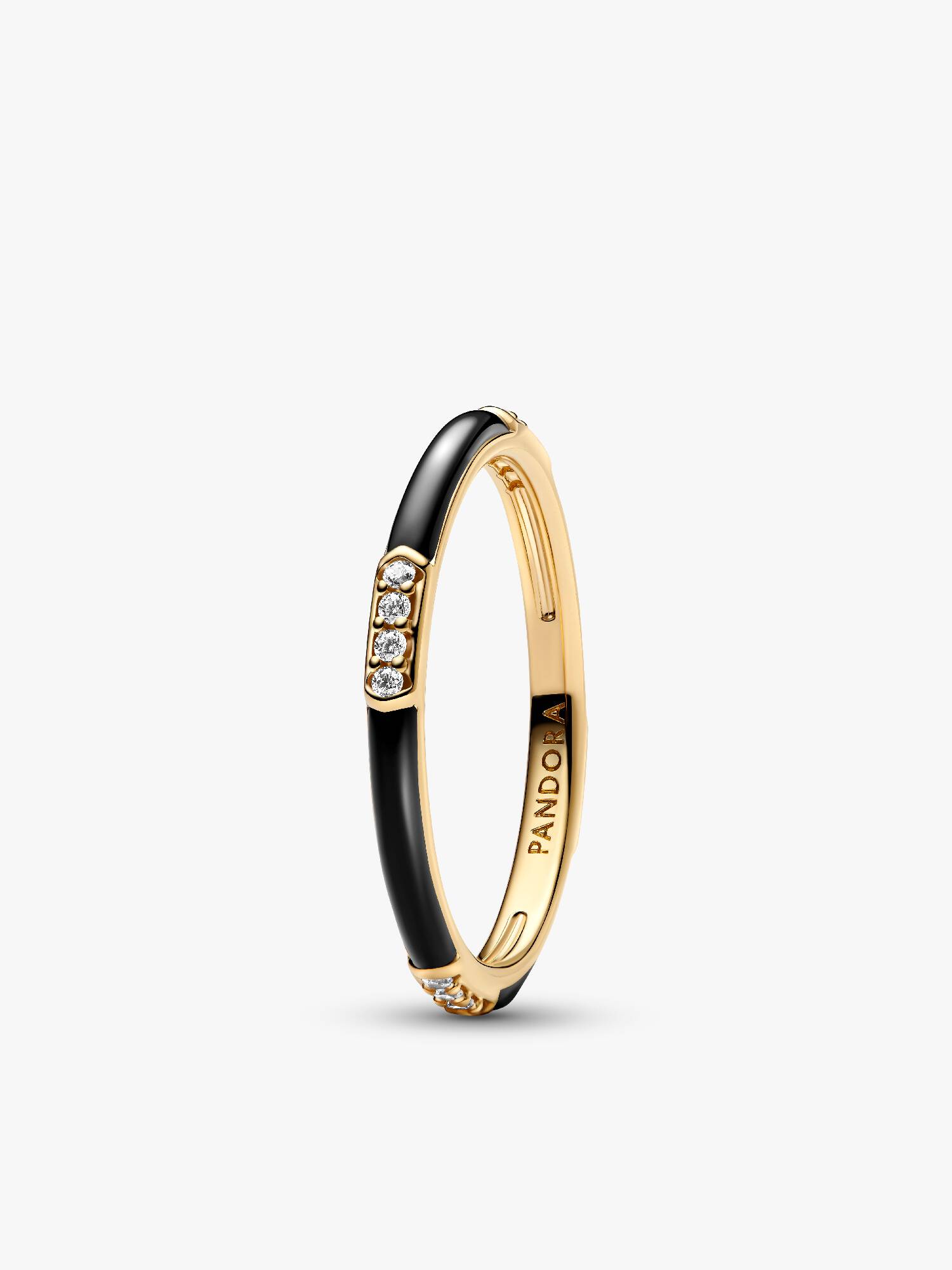 Zwart emaille en stenen ring