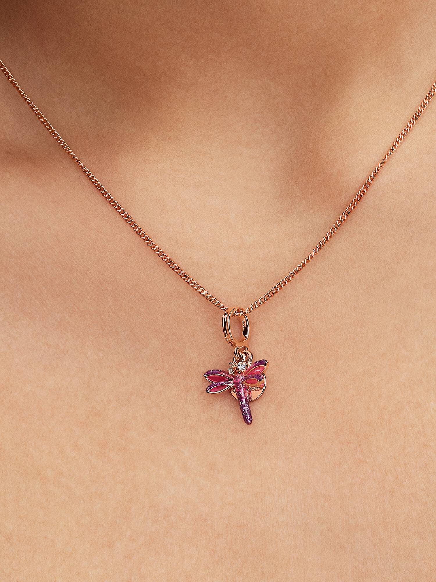 Roze Libelle Dubbele hangende bedel