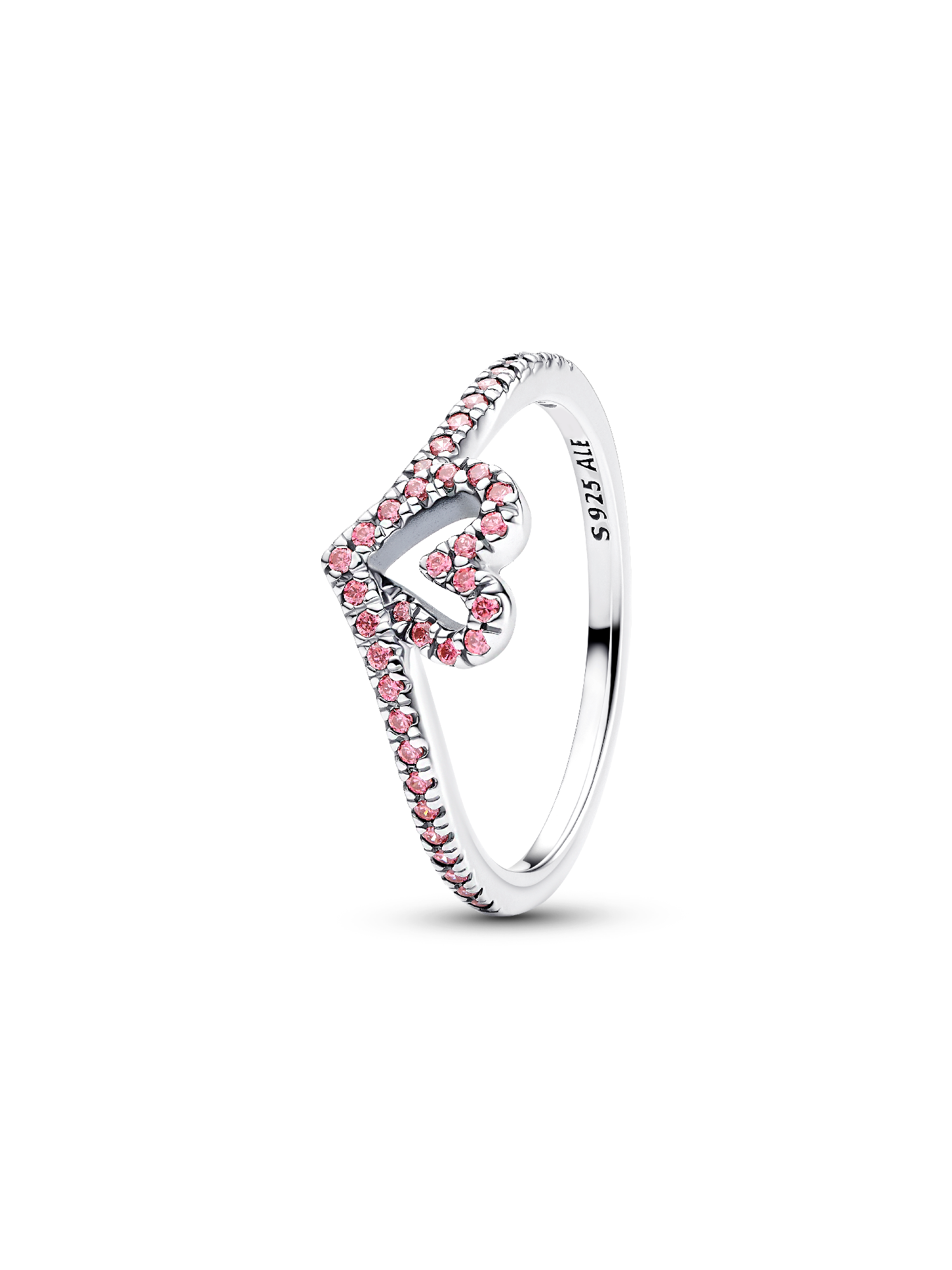 Sprankelende Wishbone Roze Hart Ring
