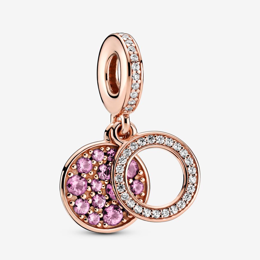 Sparkling Pink Disc Double Dangle Charm image number 0