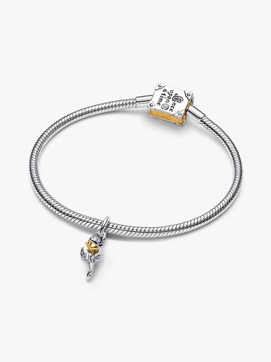 Disney Belle Betoverde Roos Hangende Bedel met in het laboratorium gemaakte diamant