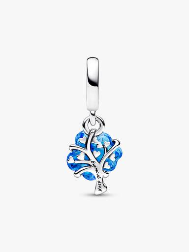 Blauwe muranoglas stamboom hangende bedel