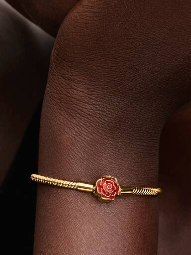 Slangenschakelarmband Disney Belle en het Beest betoverde roos