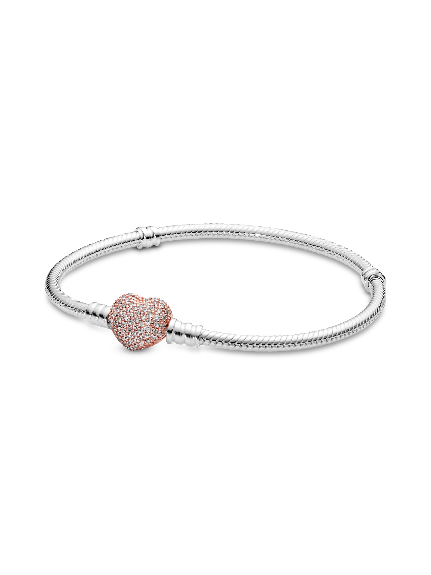 Pandora Moments Snake Chain-Armband met Pavé Hart Sluiting