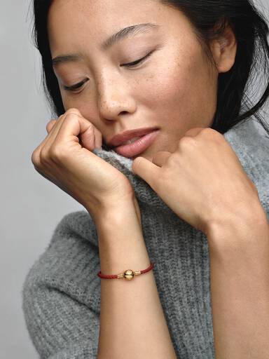 Pandora Moments Rode Geweven Leren Armband
