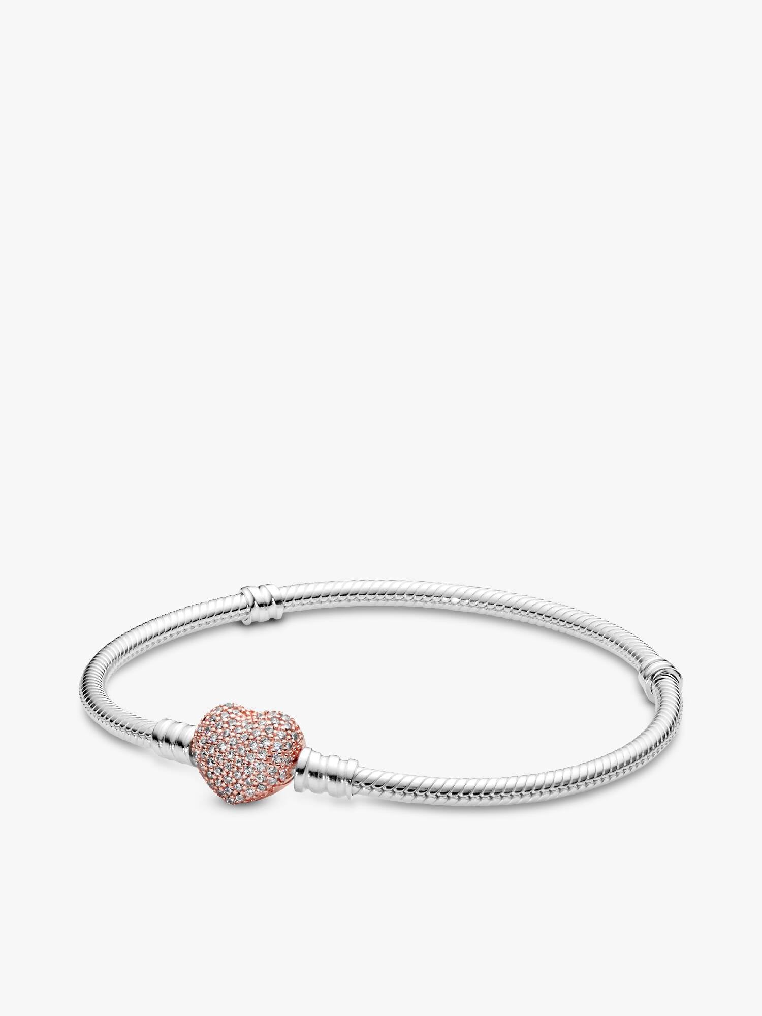 Pandora Moments Snake Chain-Armband met Pavé Hart Sluiting