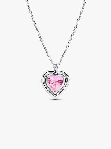 Roze Halo Hart Halsketting